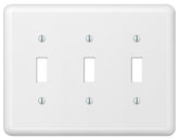 Amerelle Devon 935TTTW Wallplate, 5 in L, 6-9/16 in W, 3 -Gang, Steel, White